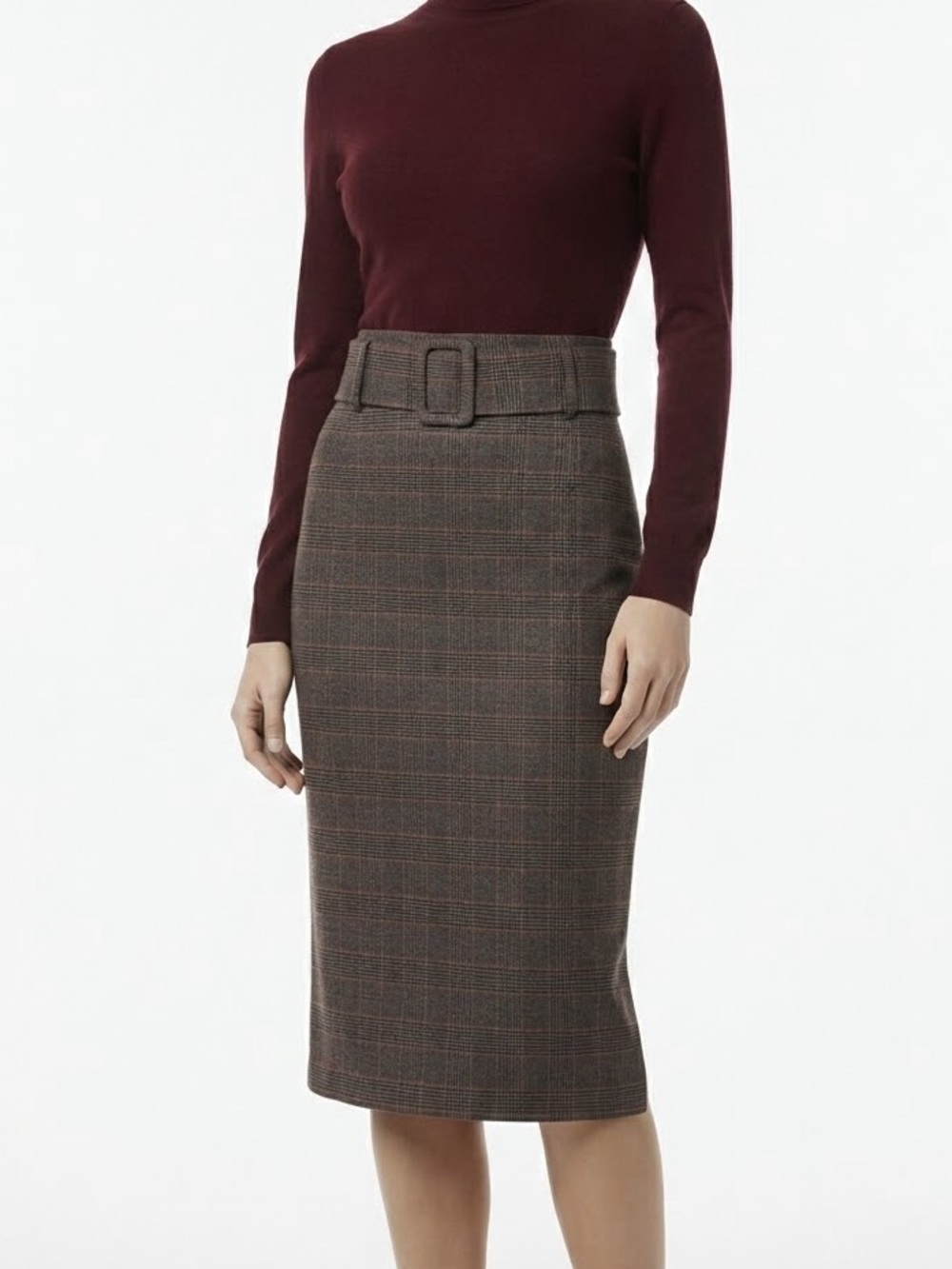 GLEN CHECK PENCIL SKIRT BY OUI Size 4